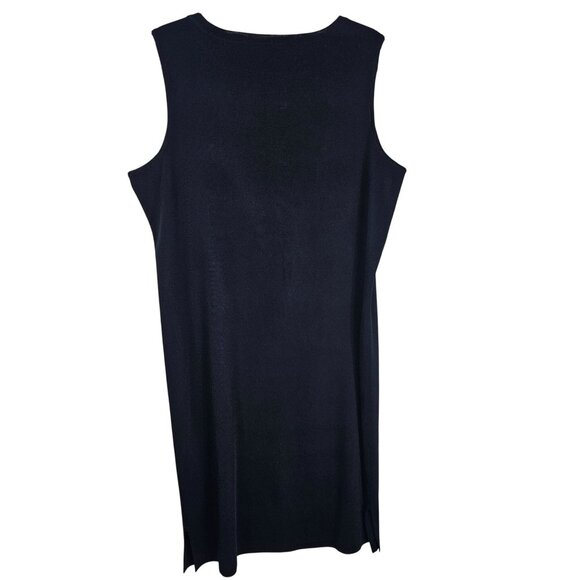 Ming Wang Black Sleeveless Luxury Knit Dress 1X Midi Sheath Side Slits Travel - Picture 2 of 8